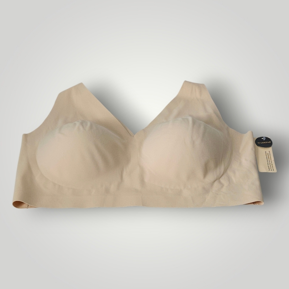 Truekind 3XL‎ Nude Beige V-Neck Wireless Bralette Everyday Comfort Seamless Plus